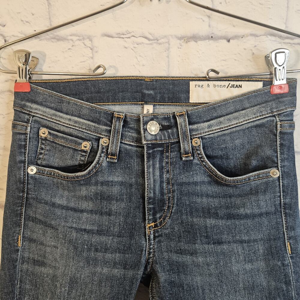 Rag & Bone Jean Women Skinny Ankle Jeans Blue Low Rise Button Size 25 - Picture 2 of 7
